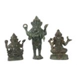 Drei Ganesha-Figuren Indien, 2. Hälfte