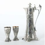 Jugendstil-Weinkanne & 2 -Becher WMF,