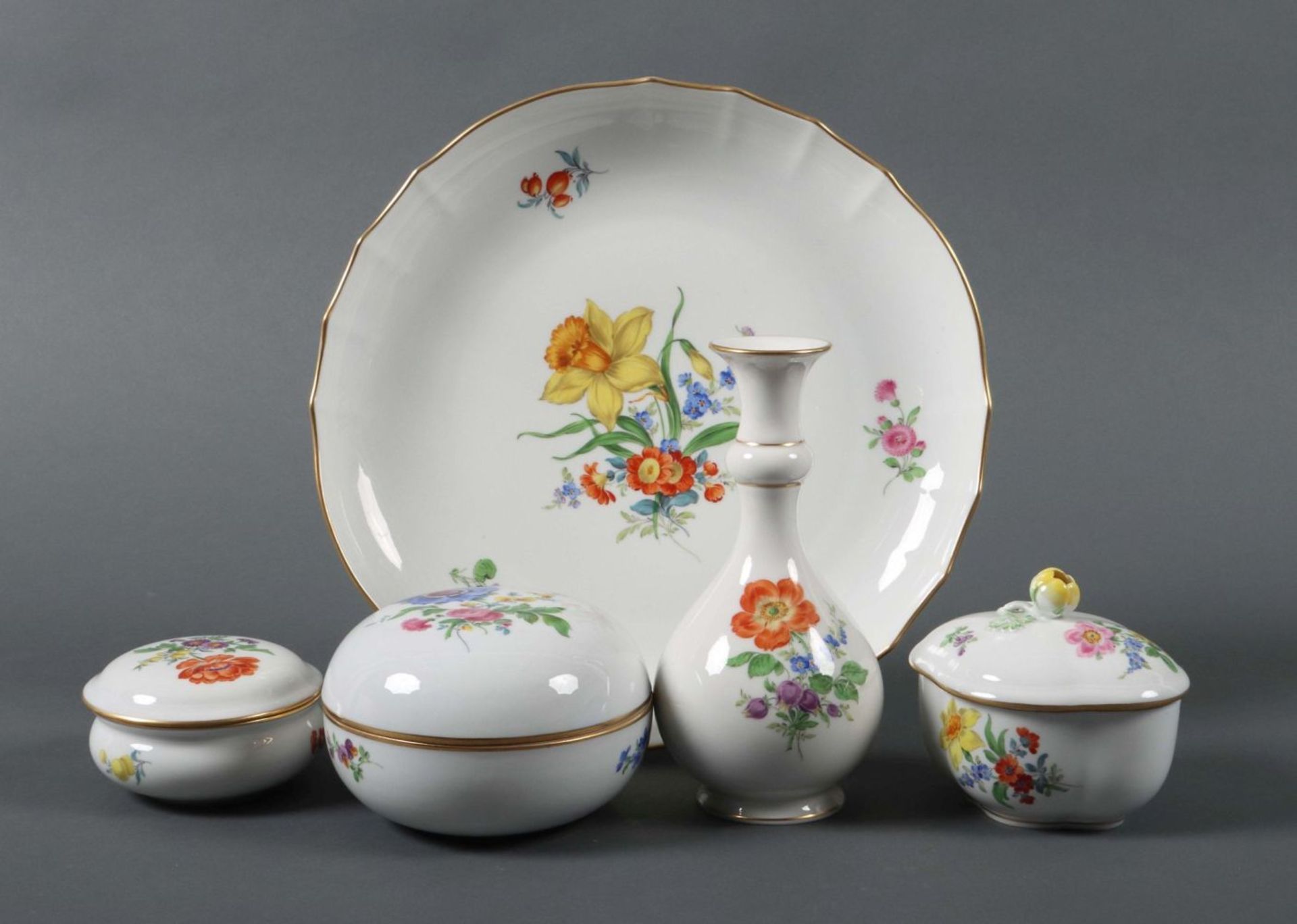 5 Porzellanteile Meissen, mit