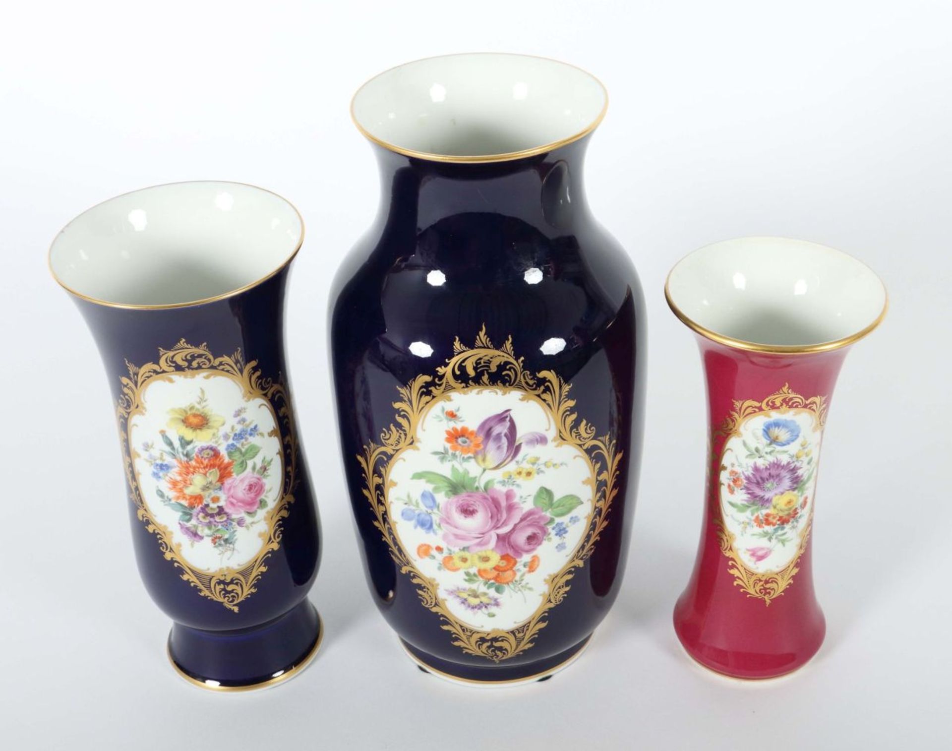 3 Vasen mit Blumendekor Meissen, - Bild 2 aus 3