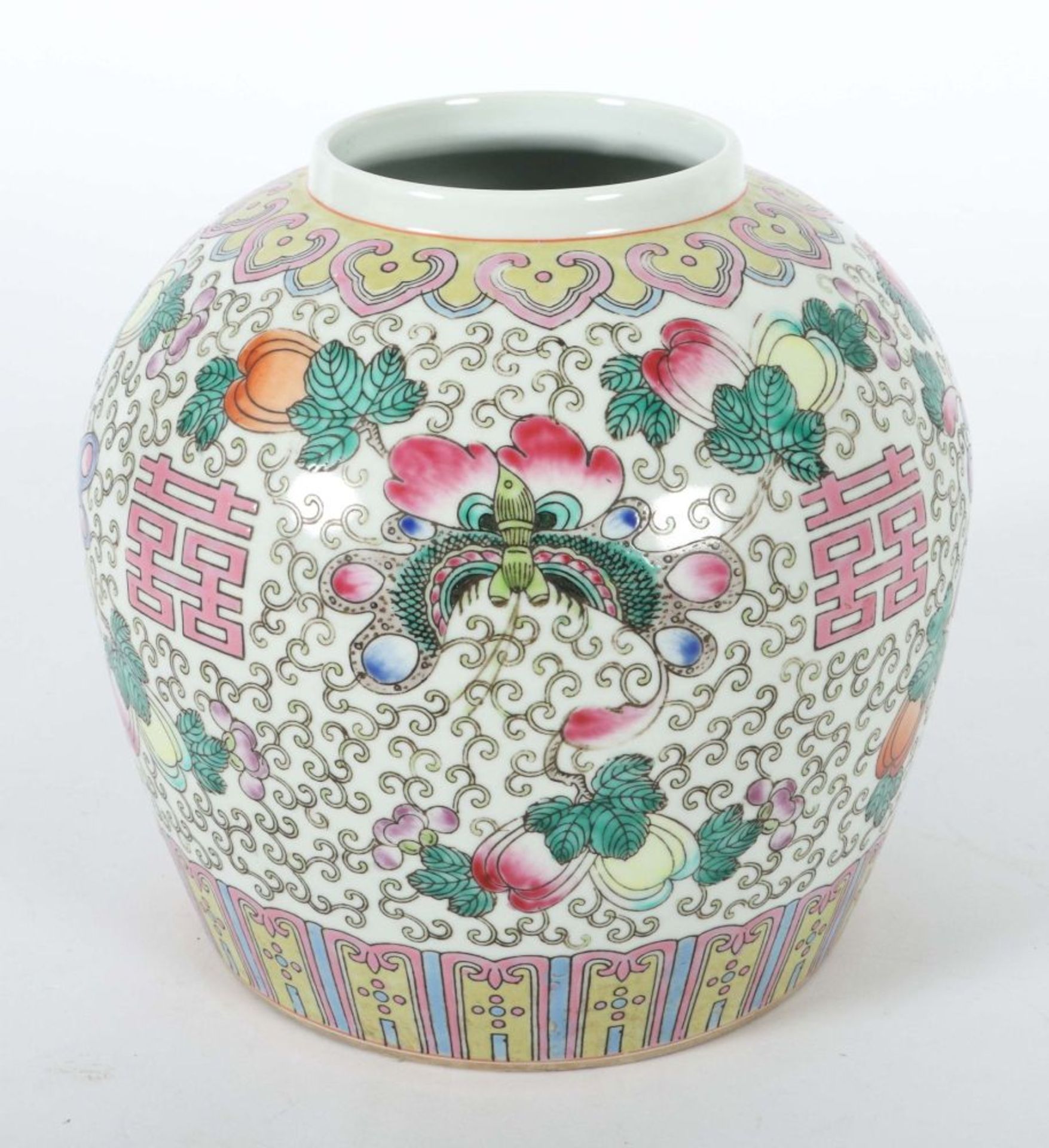 Bauchige "Famille Rose"-Vase China, - Bild 3 aus 4