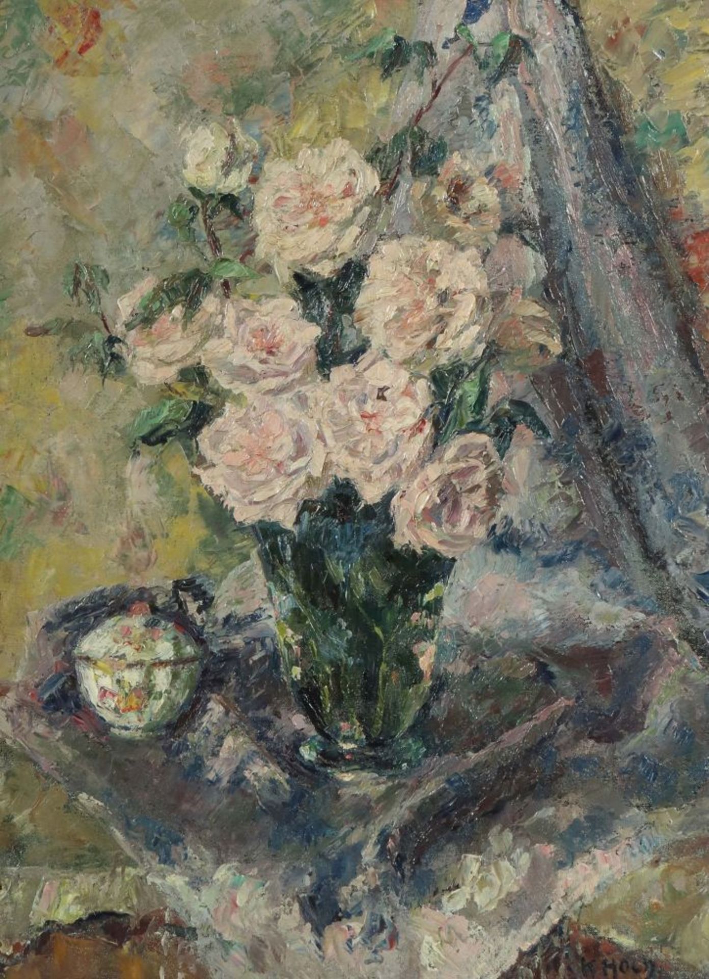 Maler des 19./20. Jh. "Weiße Rosen" in