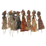 Sammlung von 8 Wayang Golék Puppen