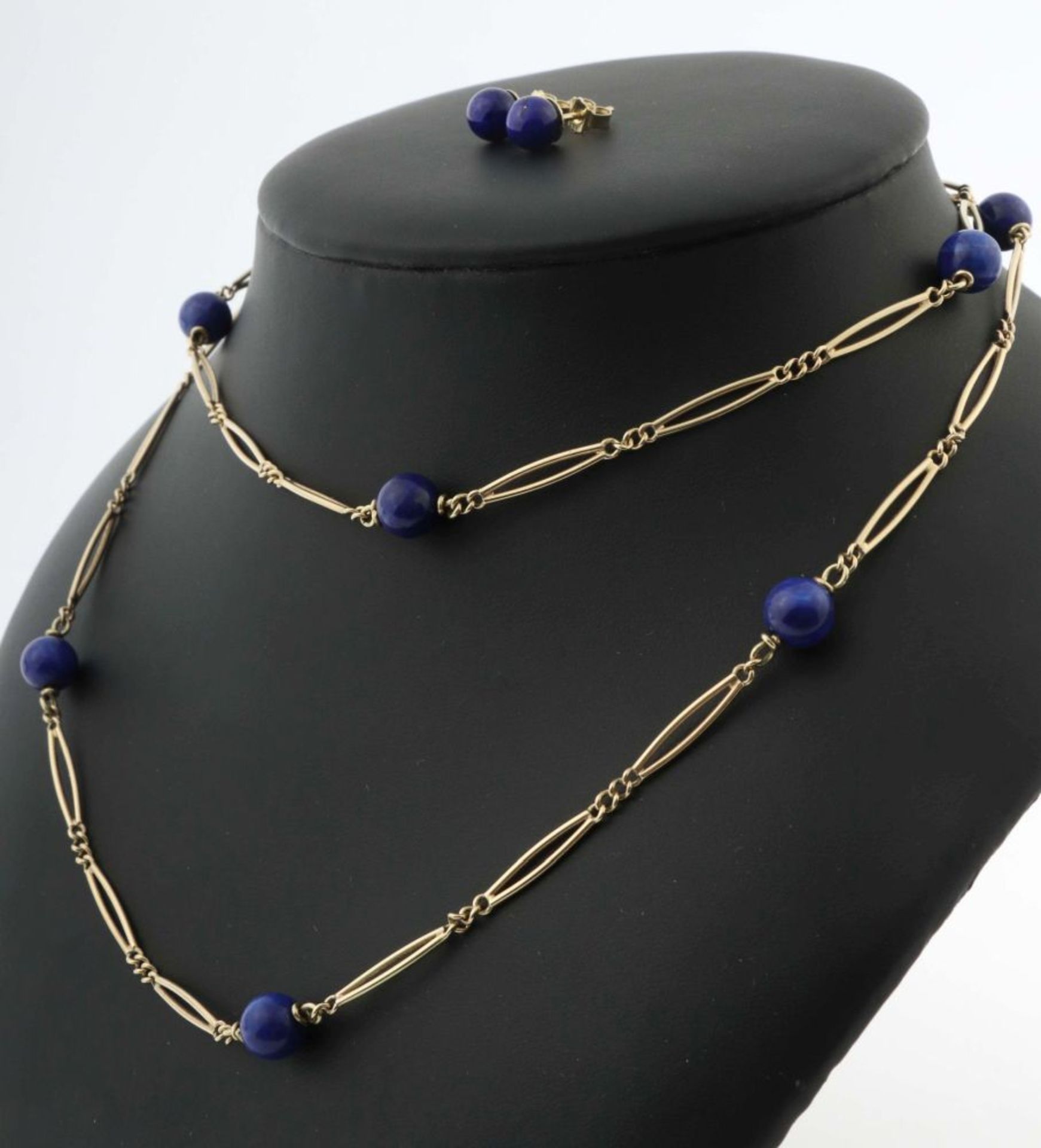 Lapis Lazuli Schmuckset Gelbgold 585, - Image 2 of 2