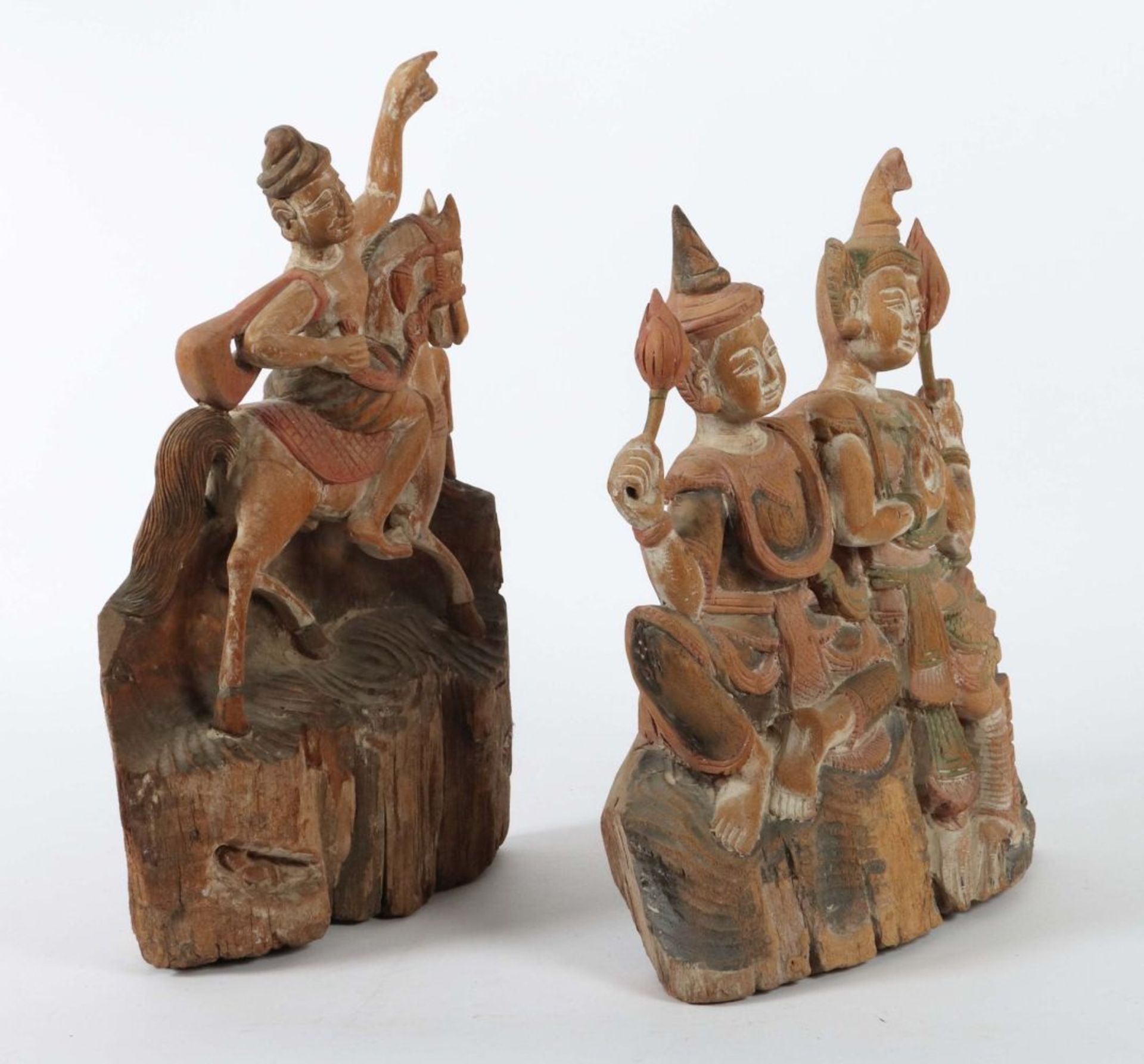 Zwei Holzfiguren Burma, 20. Jh., Holz - Image 2 of 3