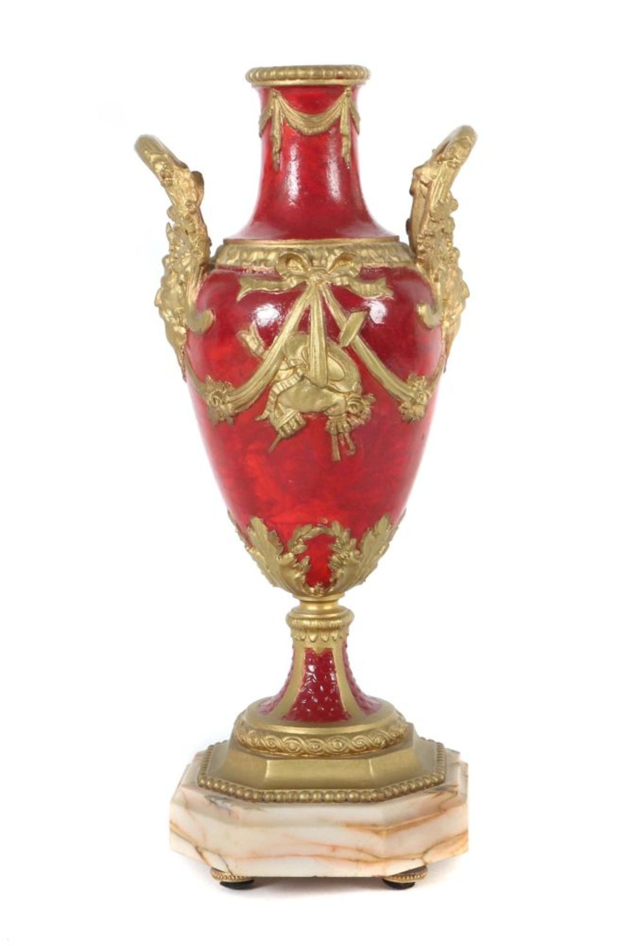 Zwei-Henkel-Vase Ende 19. Jh., rot und