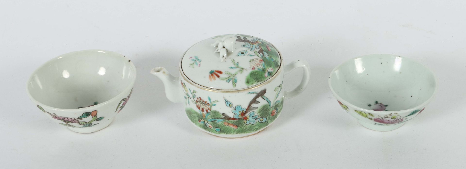 Teekanne und 2 Koppchen China, - Bild 2 aus 3