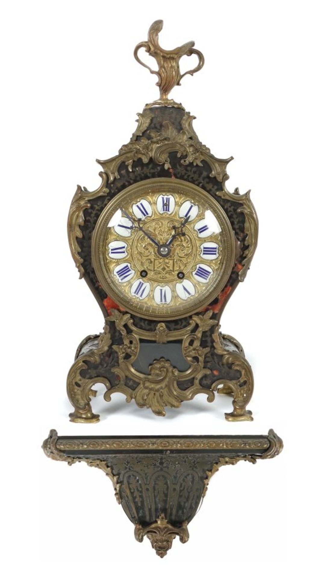 Boule-Uhr mit Konsole um 1900,