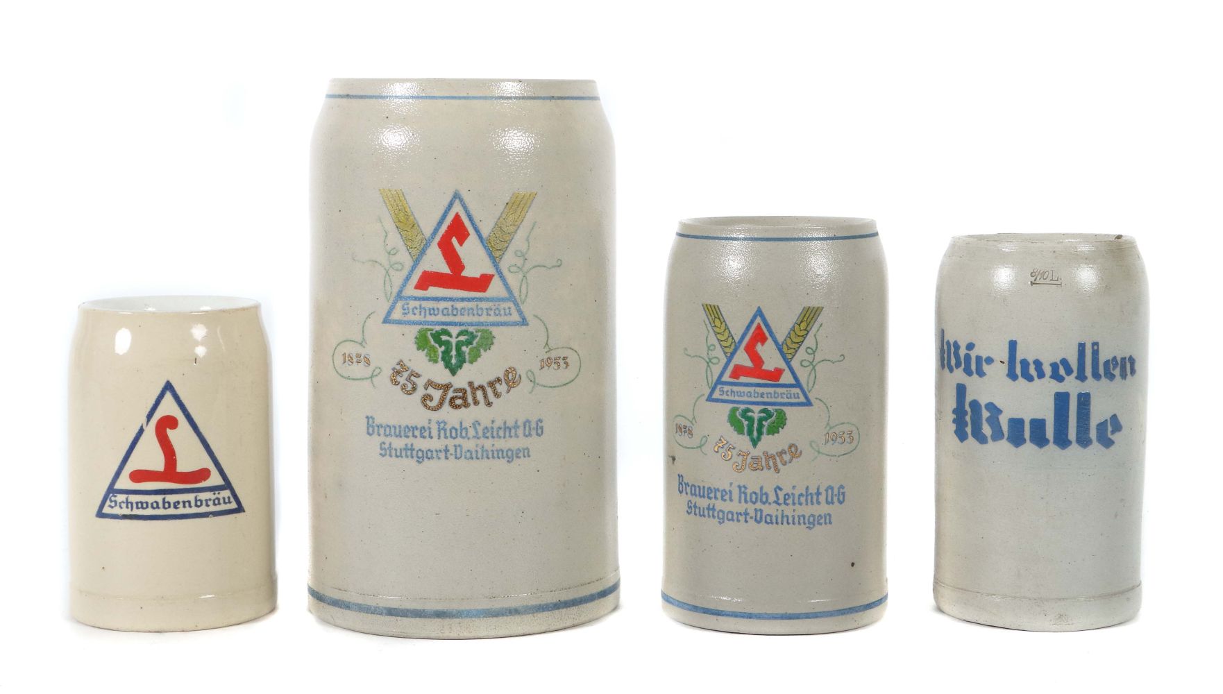 4 Brauerei-Bierkrüge 2 x