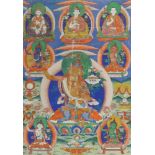 Thangka mit Manjughosha im Zentrum