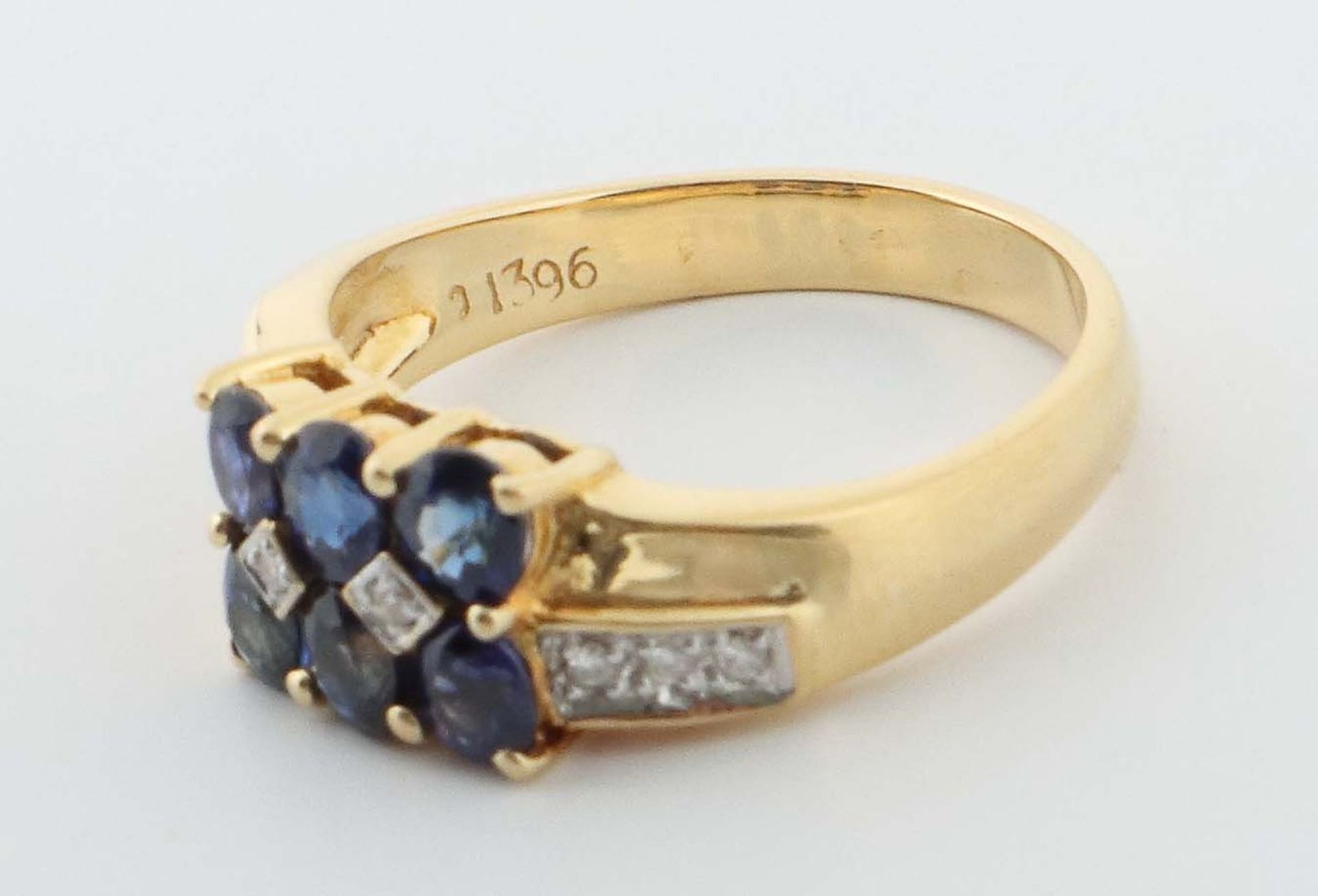 Saphirring mit Diamanten Gelbgold 750, - Image 2 of 2