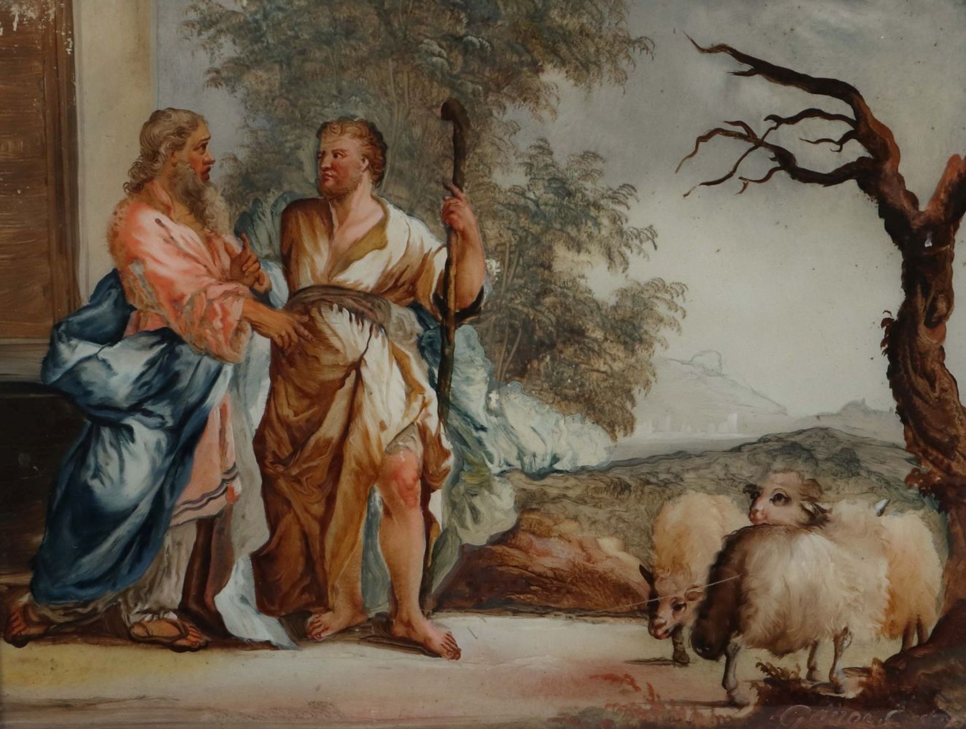 Hinterglasbild "Esau und Jacob"