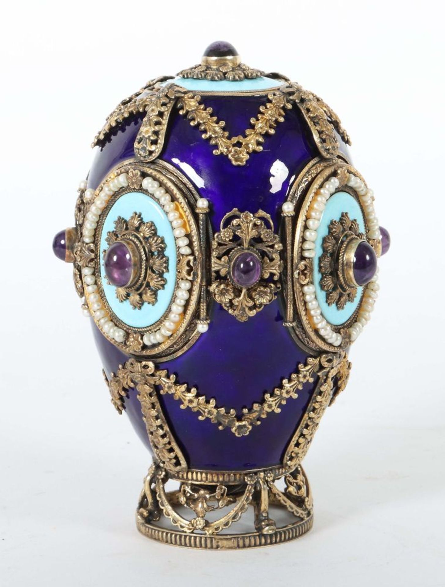 Prächtiges Schmuck-Ei im Fabergé-Stil - Bild 2 aus 7