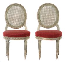 Paar Louis XVI-Stühle mit Korbgeflecht