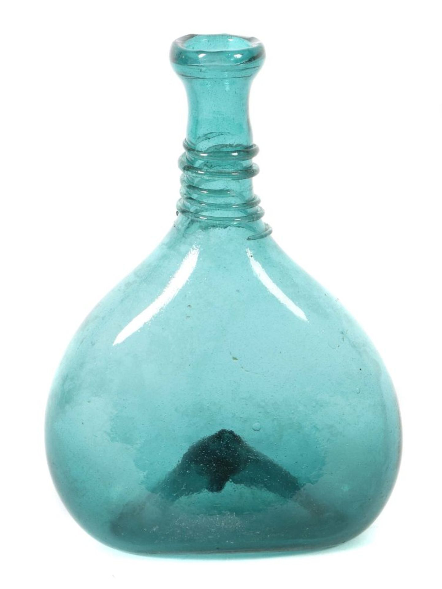 Fadenglas-Flasche wohl 18. Jh., türkis