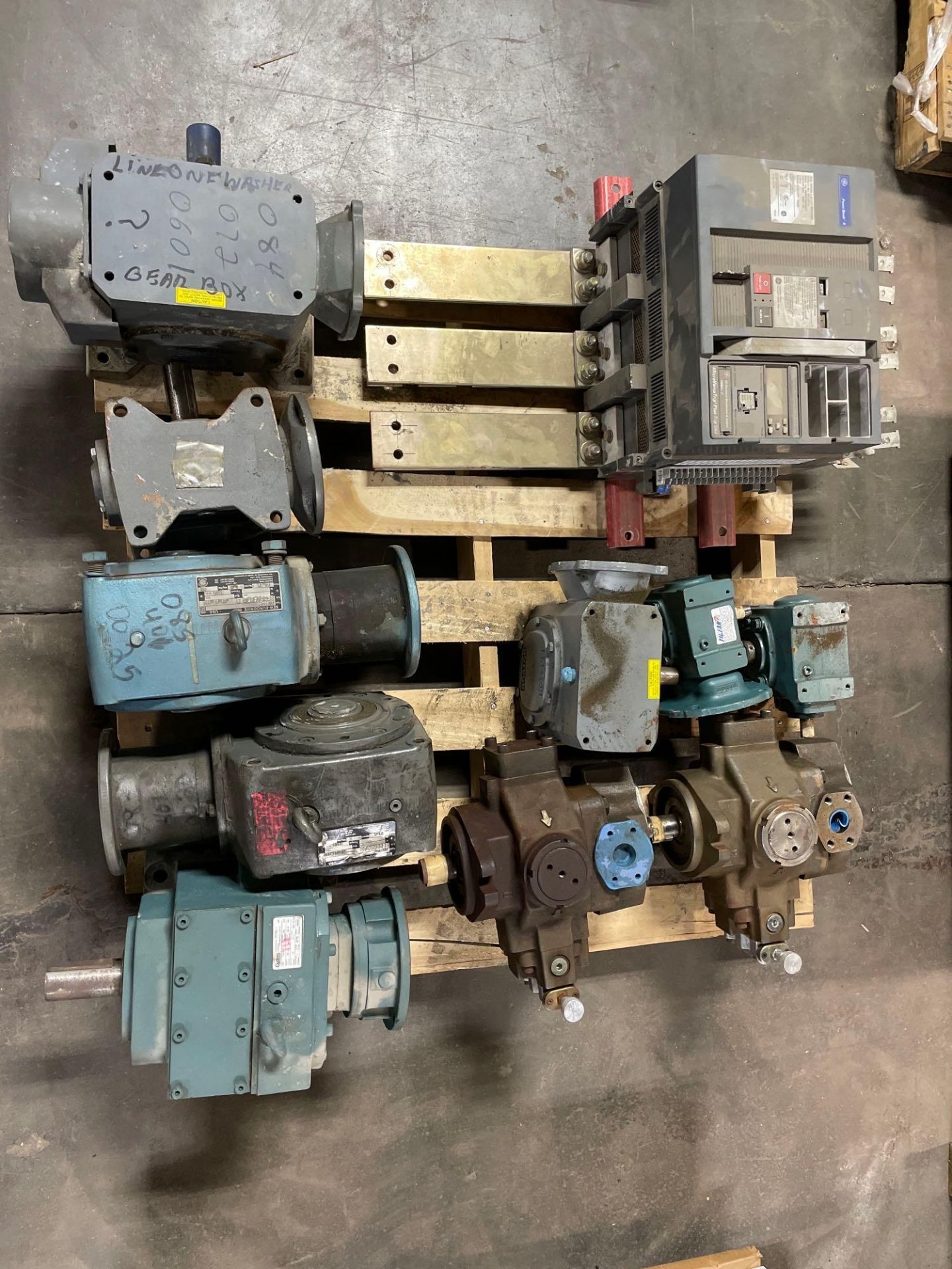 Pallet of motors and a circuit breaker