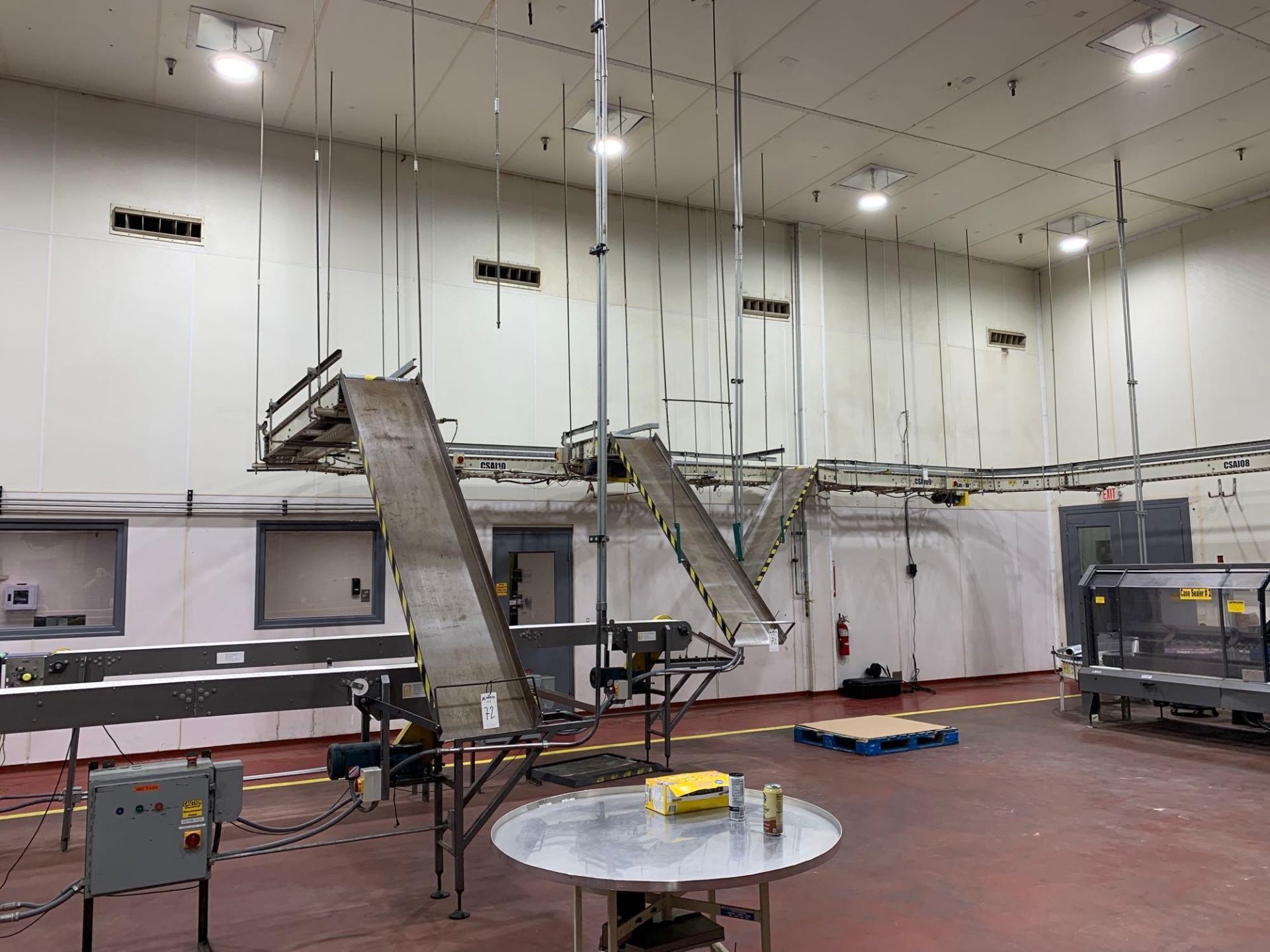 Ceiling Mounted Roller Conveyor with 3 Chutes - Image 4 of 13