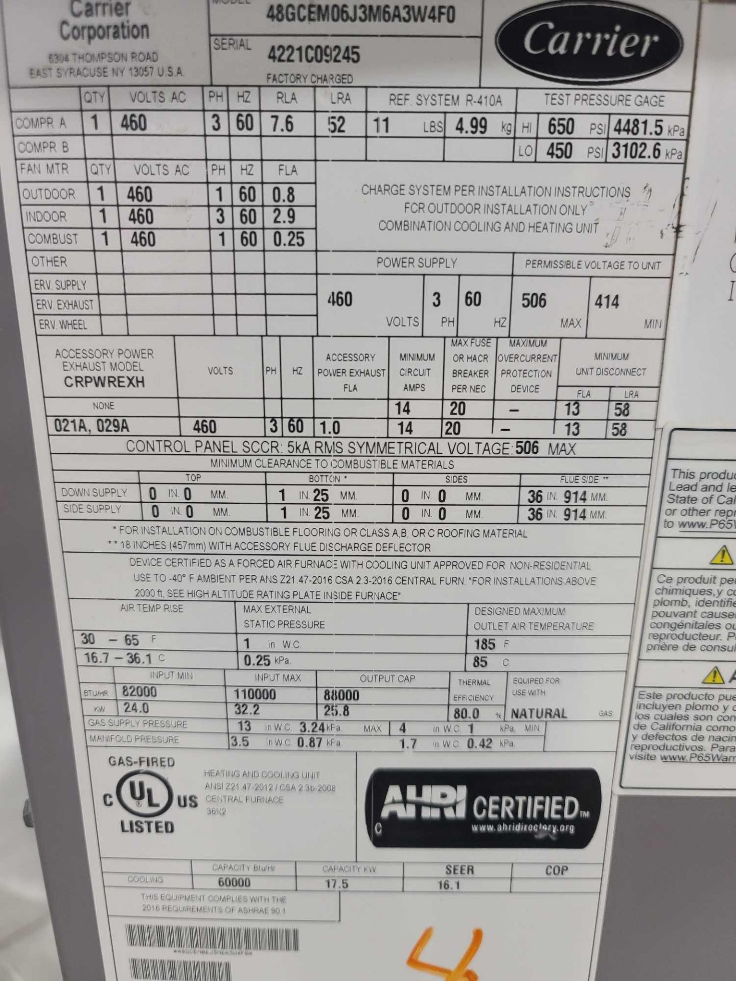 Carrier WeatherMaster HVAC Unit - Image 10 of 10