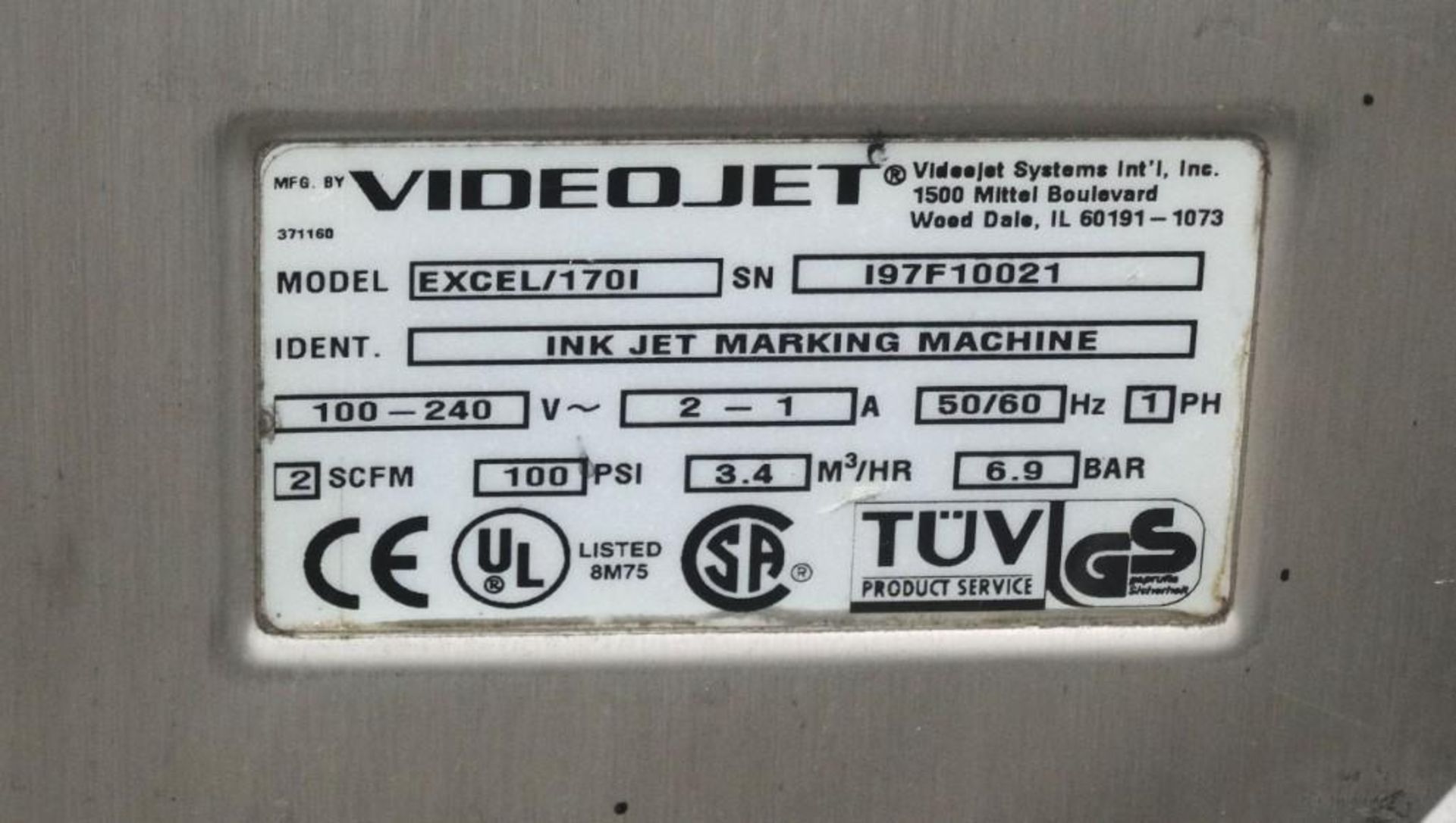 Excel Videojet 170i Ink Jet Coder - Image 9 of 9