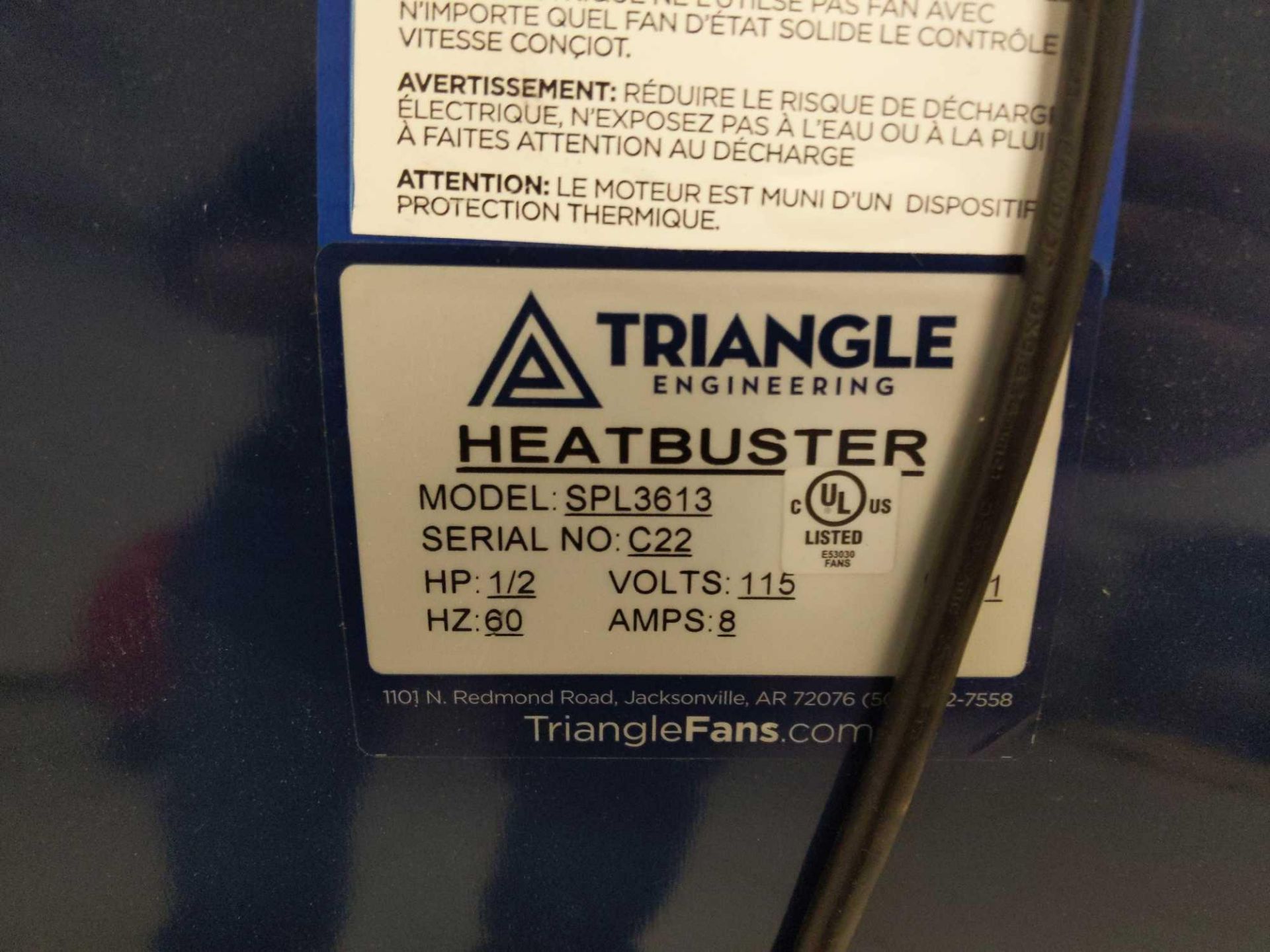 36" Heat Buster Fan with Wheels - Image 2 of 3