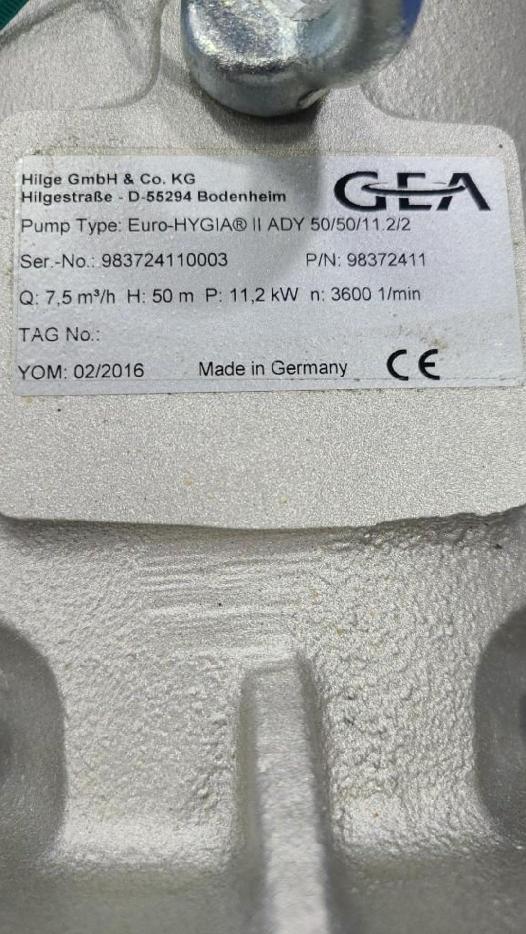 GEA 15 Horsepower Euro-HYGIA II ADY 50/50/11 2/2 Centrifugal Pump - Image 6 of 6