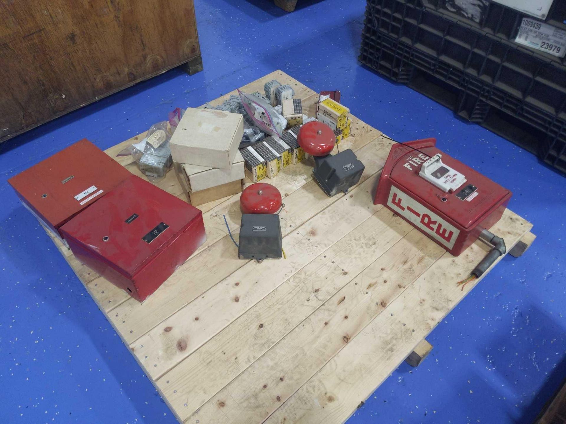 Pallet of Gamewell Alarm Bells and Various Parts