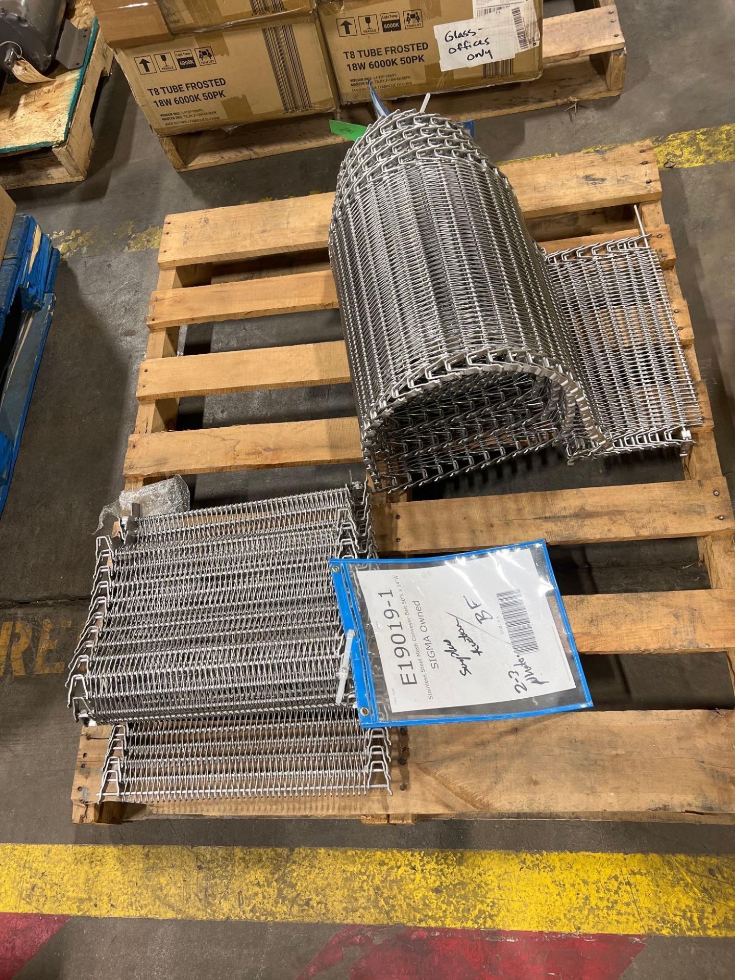 pallet of stainless steel conveyor belt