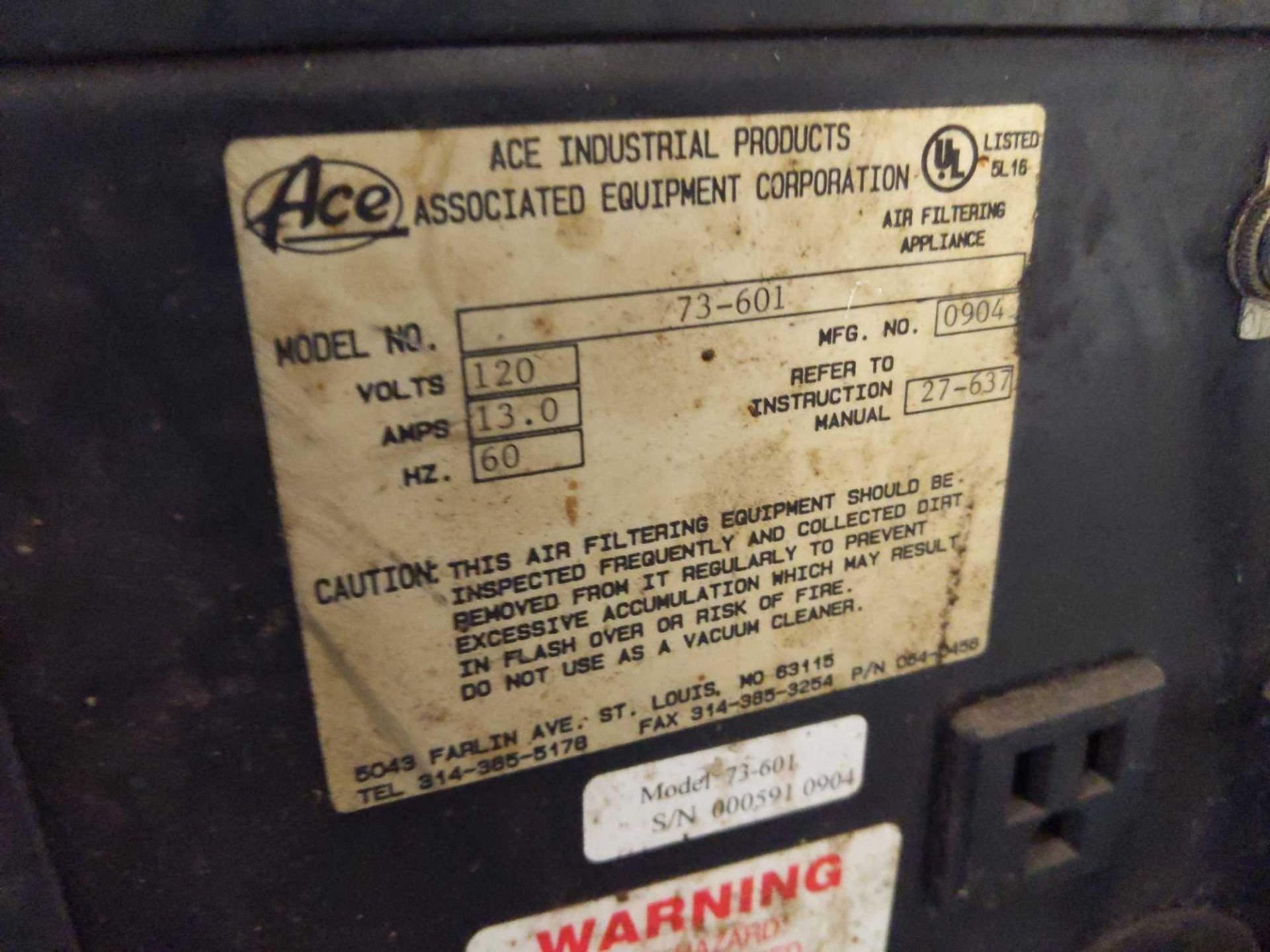 Ace Industrial Vacuum Filter Unit - Image 8 of 9