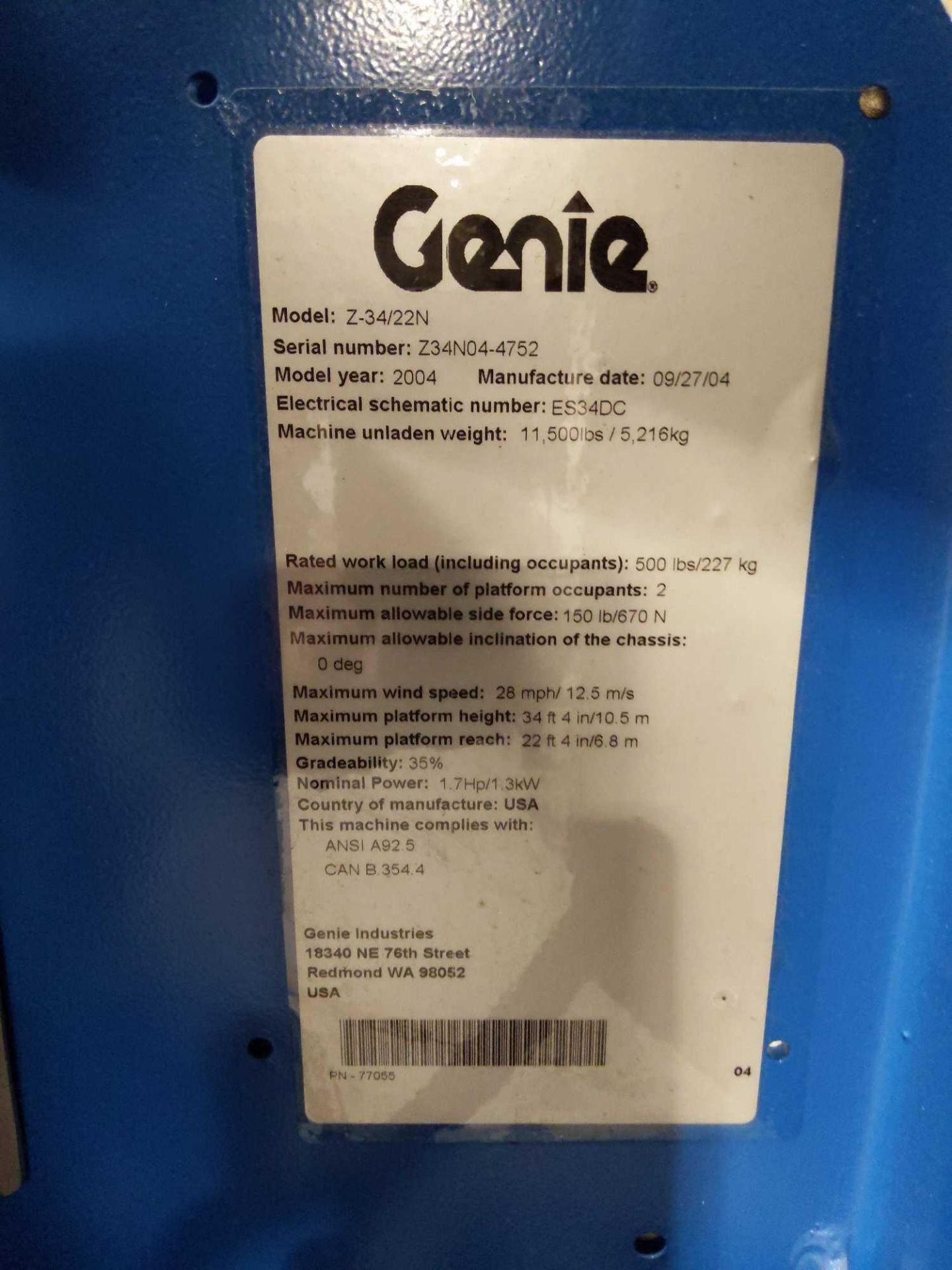 Genie Boom Z-34/22N lift - Image 19 of 19