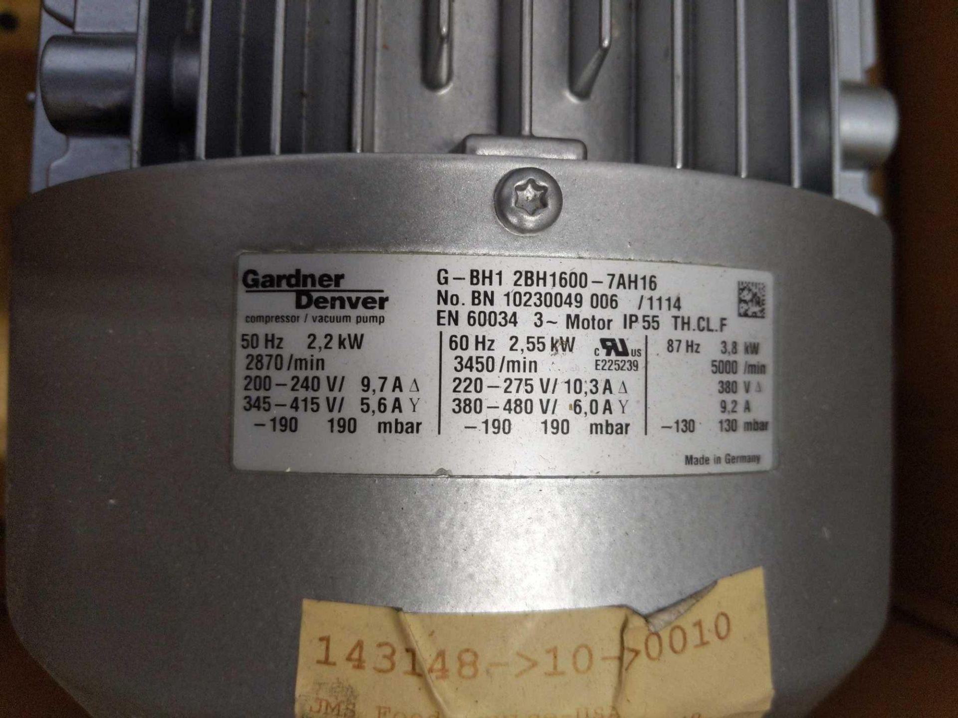 Gardner Denver Compressor/Vacuum Pump - Image 5 of 6