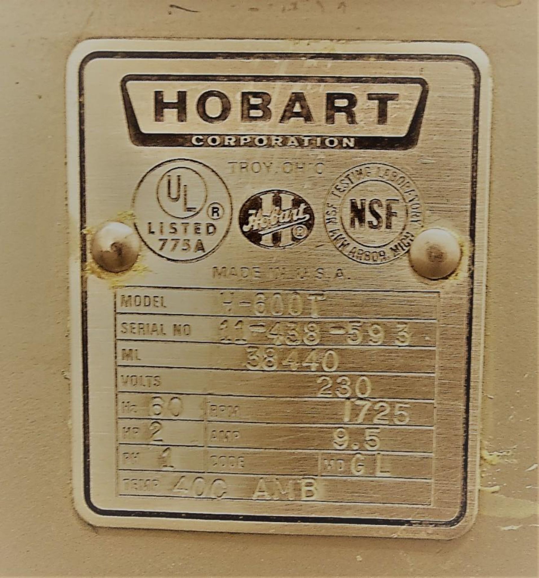 Hobart H-600T 60 Quart Hobart Planetary Mixer - Image 6 of 6