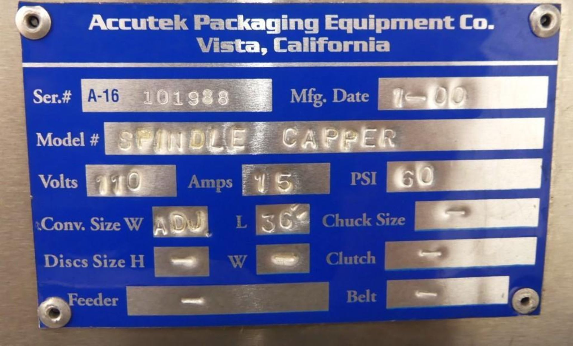 Accutek Stainless Steel 6 Spindle Capper - Image 12 of 12