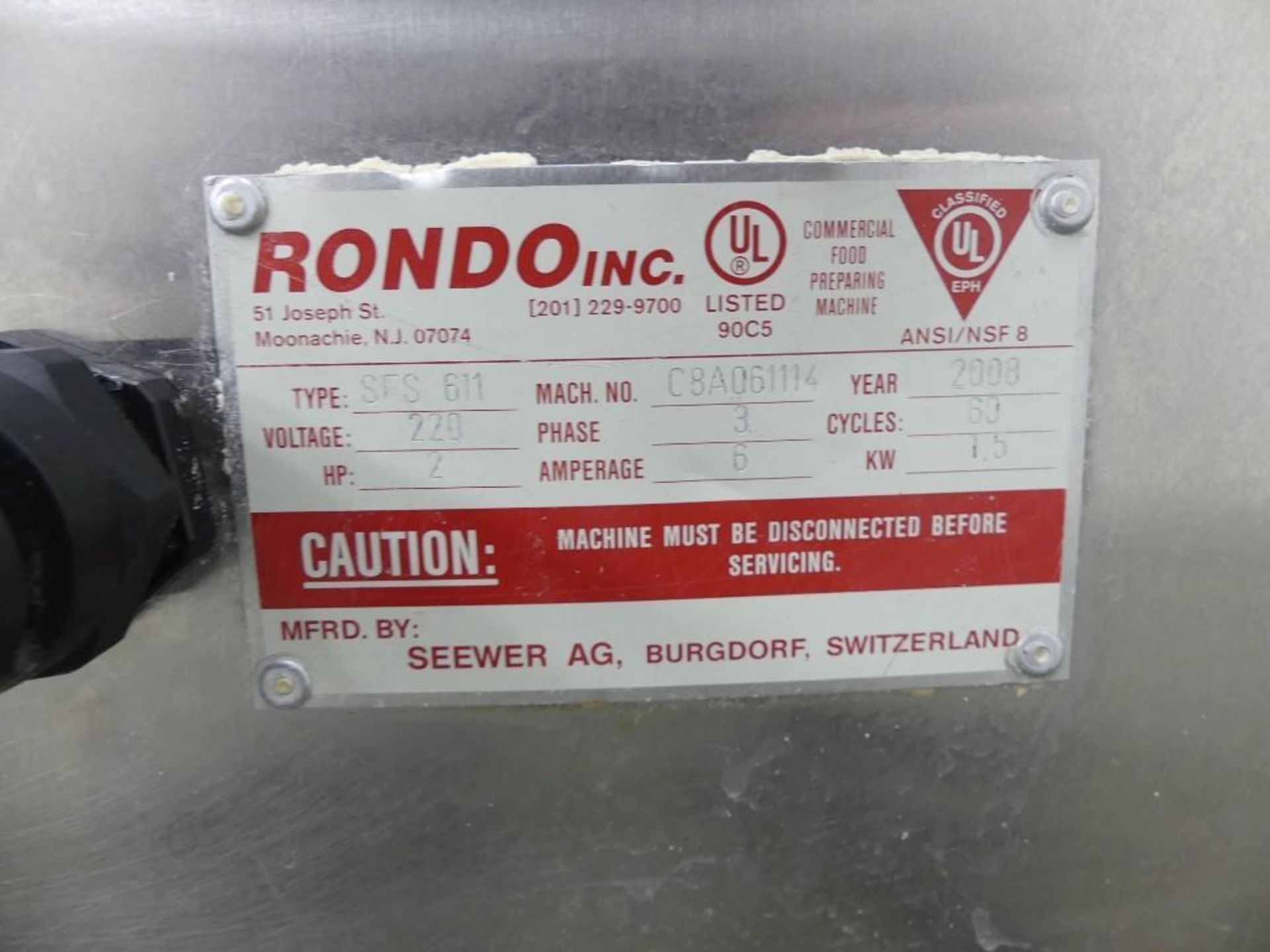 Rondo SFS 611 Reversible Dough Sheeter 24"W x 10'L - Image 12 of 12