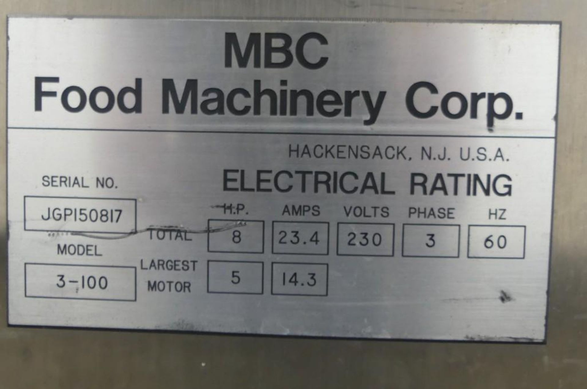 MBC Food Machinery Corp 3-100 Ravioli Extruder - Image 9 of 9