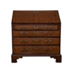 18th Century, A walnut, boxwood strung fall-front bureau