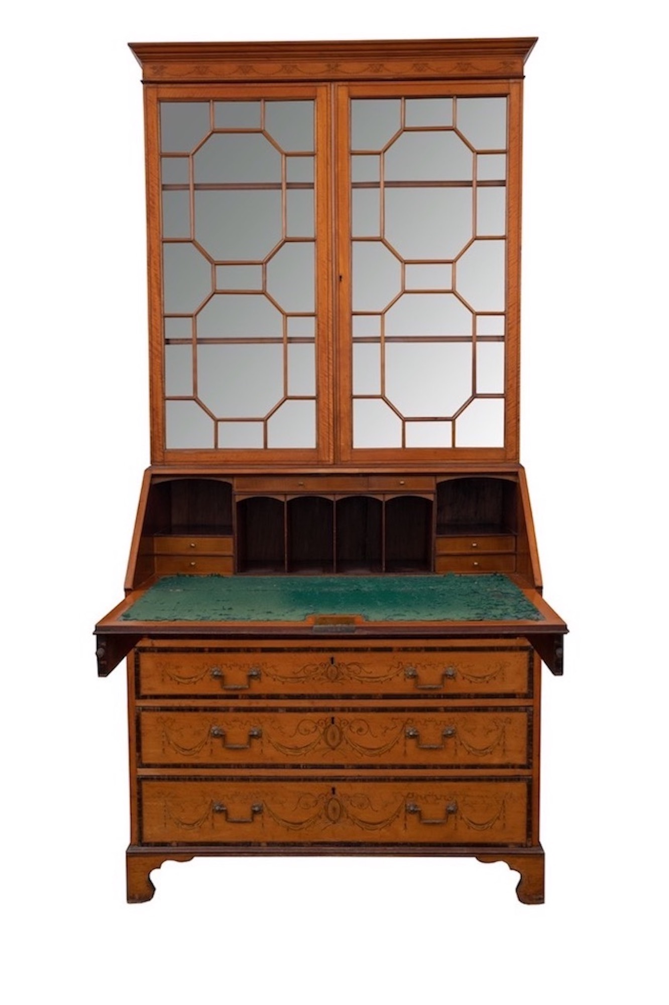 18th Century, An East Indian satinwood fall-front bureau bookcase - Image 2 of 2