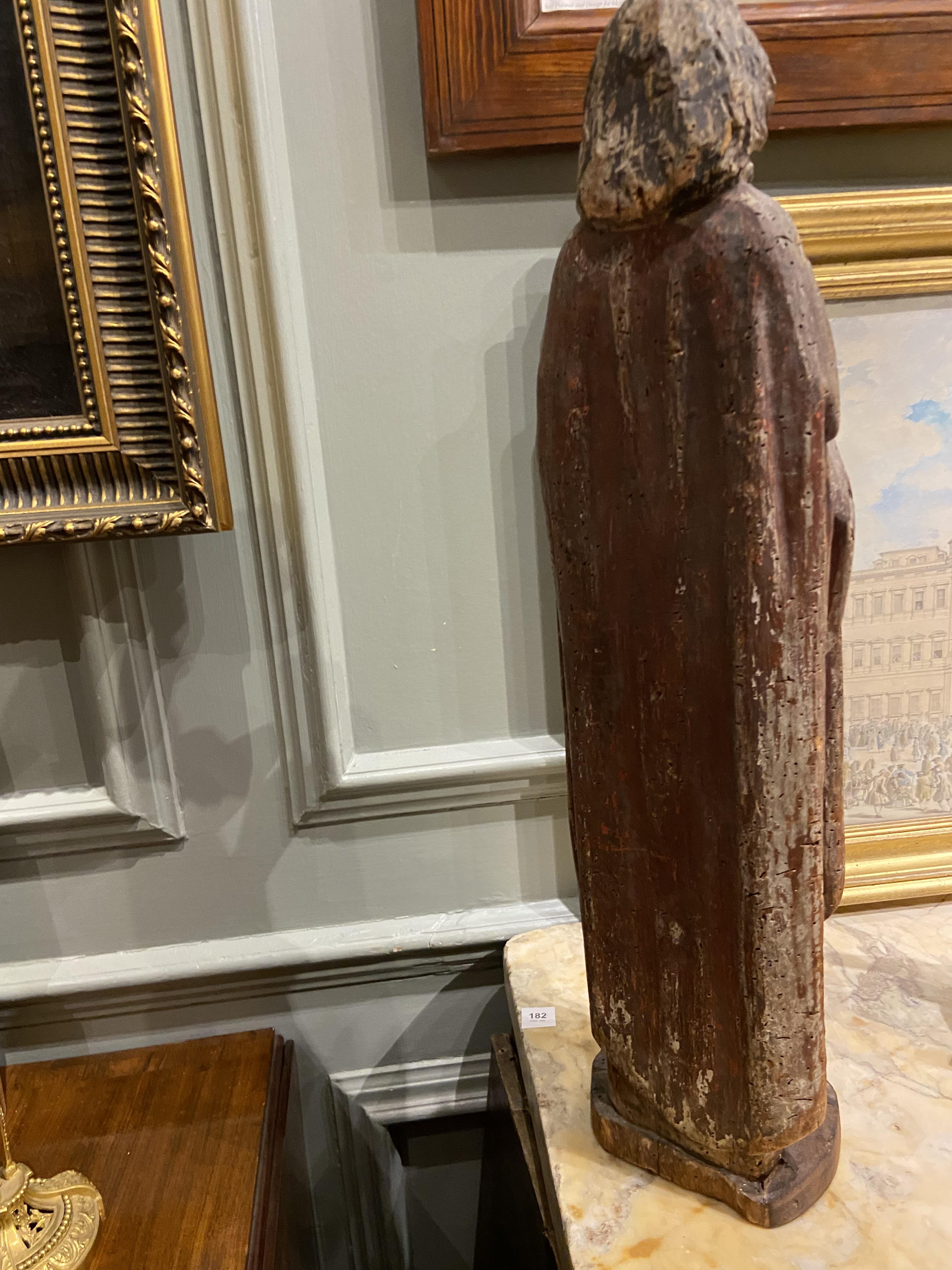 French (or Flemish), Late 15th / Early 16th Century, A wooden statue of St. John the Evangelist hold - Image 8 of 8