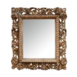 Florentine, 17th/18th Century, Giltwood carved frame with antique mirror plate