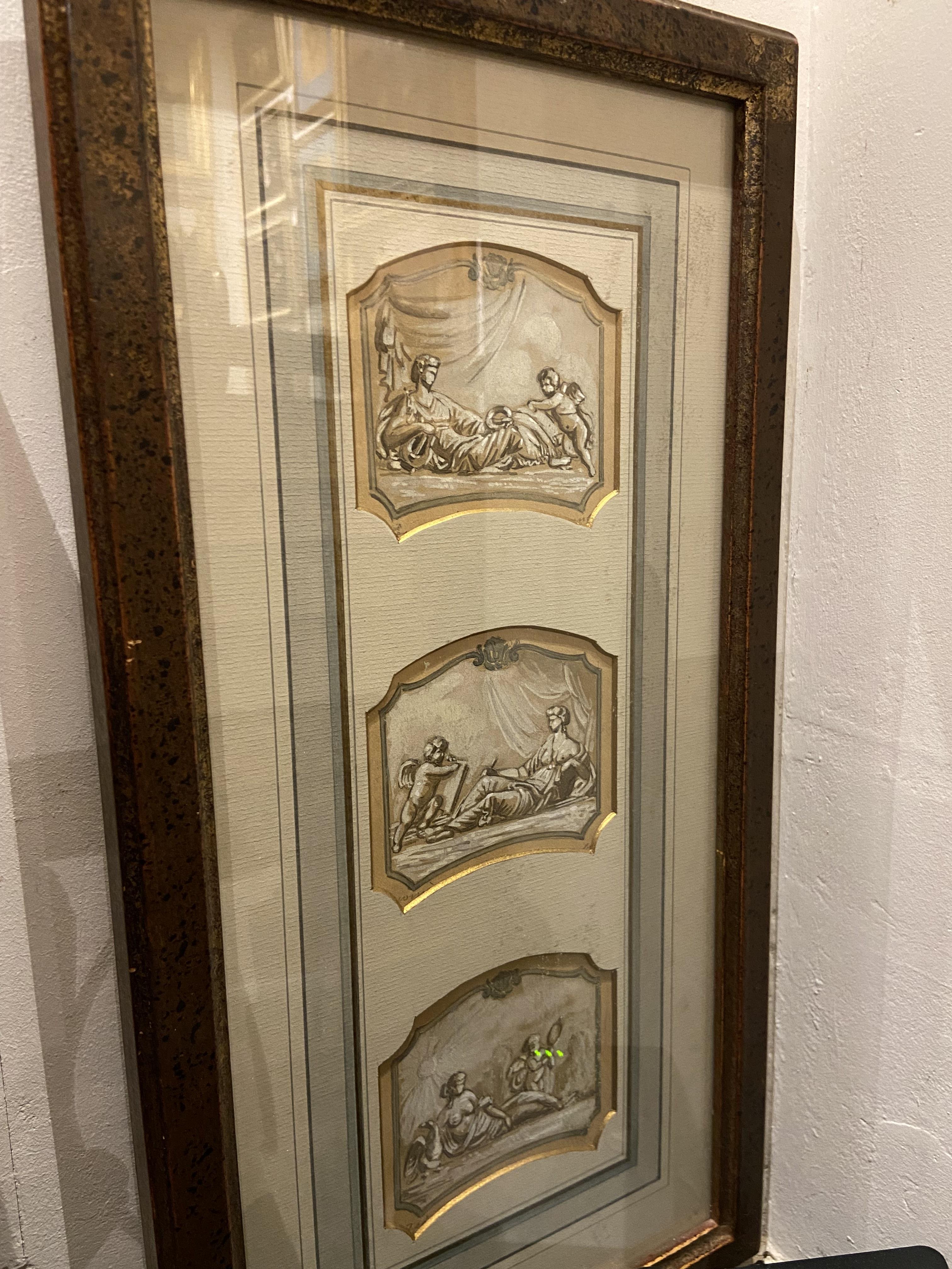 NO RESERVE: Circle of Giacomo del PÃ³ (1654-1726), Three watercolours in a frame
