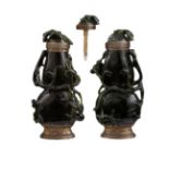 Qing Dynasty & later French, 17th & 19th Century, Maison Maquet, A pair of jade â€˜double gourdâ€™ c