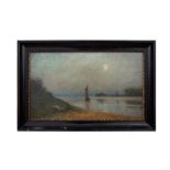 NO RESERVE: French (?), Impressionist, A misty river view