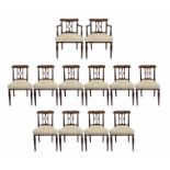 18th century, A set of 12 mahogany dining chairs