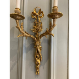 French, Louis XVI, A pair of ormolu twin-branch wall lights