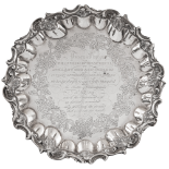 English, 19th Century, A silver presentation salver presented to T. S. Lacy, Esq., Assistant Surgeon