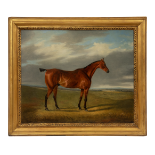 George Henry Laporte (1799 - 1873), A Bay Racehorse in a landscape (1827)