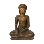 Thailand or Laos, 18th - 19th Century, A bronze seated monk (the venerable monk Phra Malai)