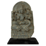 N.E. Indian (Bengal), Pala Period (11th - 12th Century), A black stone stele depicting Brahma and Br