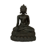 North India / Nepal, 15th Century (?), Sitting bronze Buddha