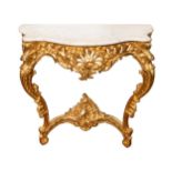 Louis XV style, 19th Century, Giltwood console with marble top