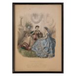NO RESERVE: 19th Century, 5 hand-coloured prints, La mode illustree